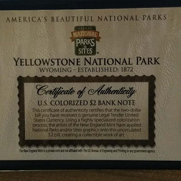 U. S. Colorized $2 Bank Note (uncirculated ) - Picture 2 of 2